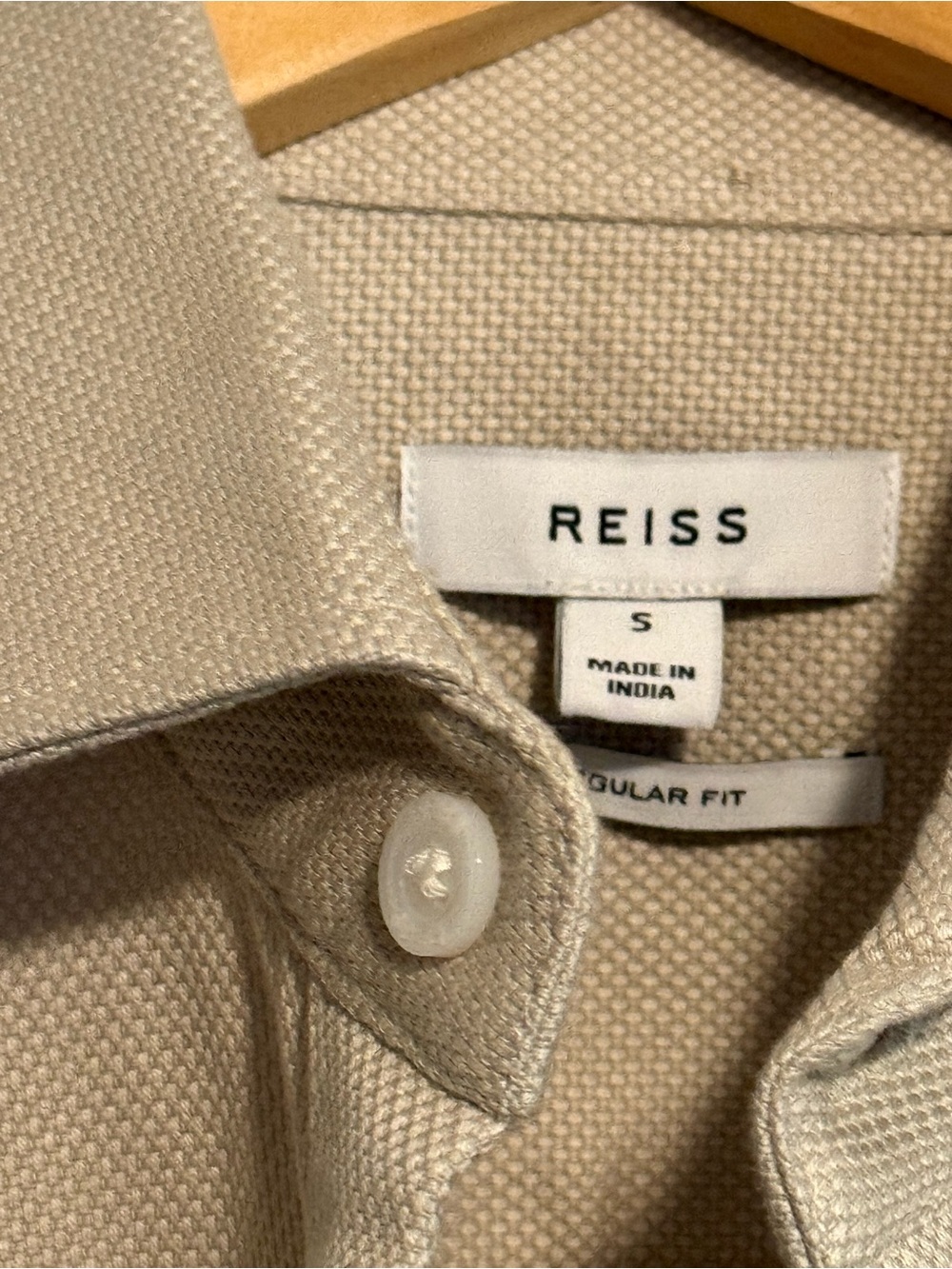 Reiss Men’s Beige Textured Button-Down Shirt